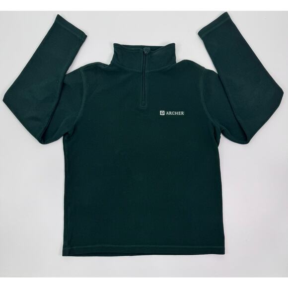 Lands’ End Unisex Youth Large Forest Green Fleece Quarter Zip Pullover 14–16 - Picture 5 of 10